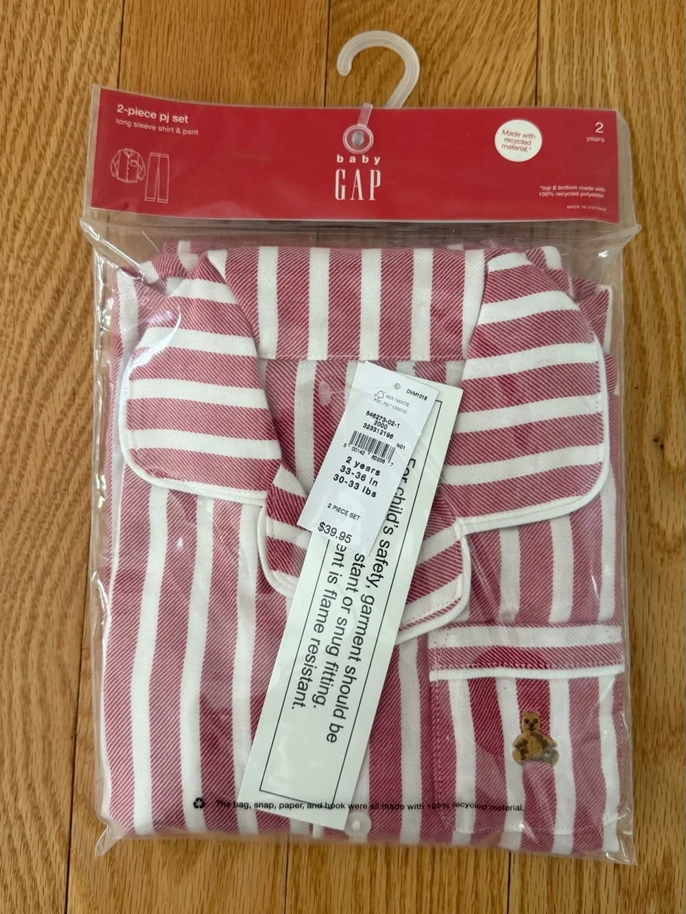 GAP Baby Red and White Striped 2-Piece Pajama Set